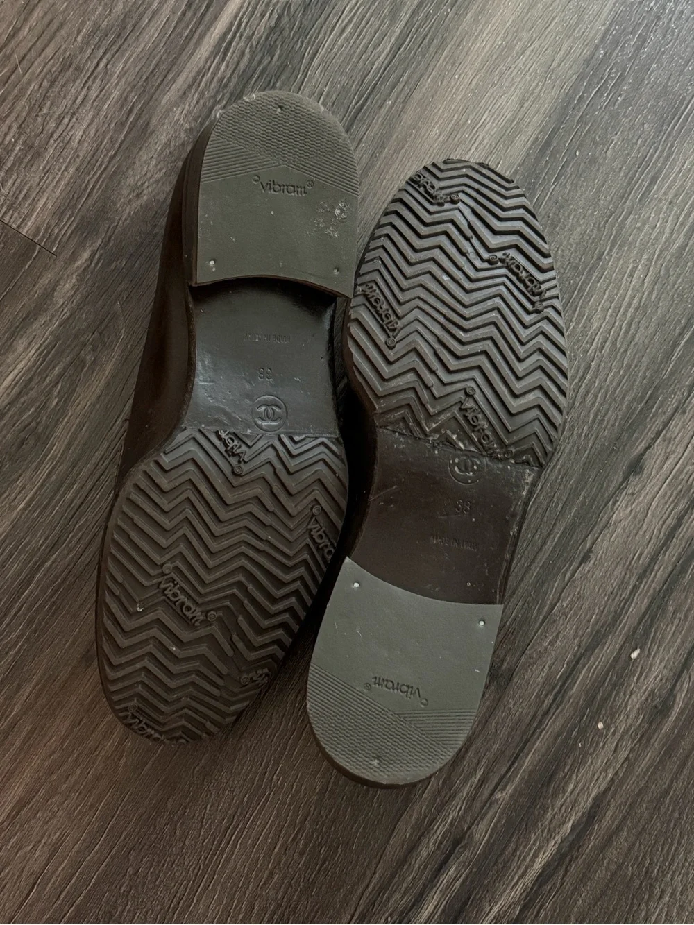 CHANEL Dark Brown Leather Penny Loafers